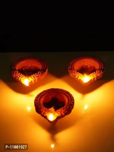 Divine Senses Plain Diyas Set | Handmade/Handpainted Diwali Decoration | Pack of 12 Diyas for Home Decor-thumb4