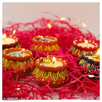 Divine Sense Multicolor Handmade Decorative Diyas for Diwali Decoration | Set of 12-thumb4