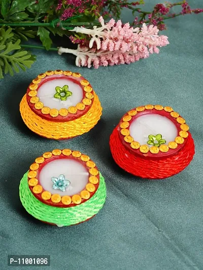 Divine Sense Handmade Decorative Diyas for Diwali Decoration | Set of 12-thumb0