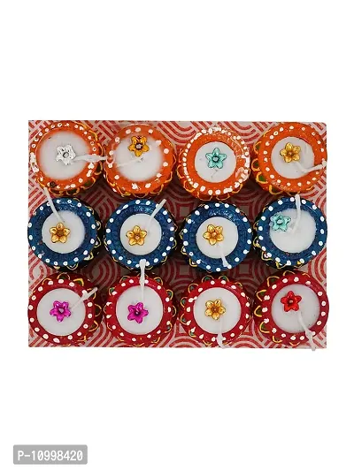 Divine Sense Multicolor Handmade Decorative Diyas for Diwali Decoration | Set of 12-thumb3