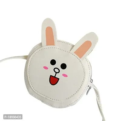 The Cutians Off-White Bunny Cartoon Sling Bag For Kids/Girls/Women/Teens (Small Size Purse) - Cross Boy Shoulder bags for Girls - Best Gift For Birthday/Return Gift-thumb0