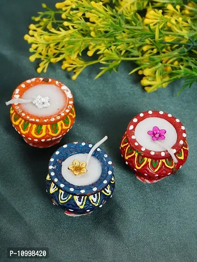 Divine Sense Multicolor Handmade Decorative Diyas for Diwali Decoration | Set of 12