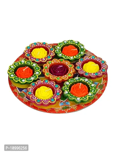 Divine Sense Multicolor Handmade Decorative Diyas for Diwali Decoration | Set of 6-thumb4