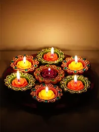 Divine Sense Multicolor Handmade Decorative Diyas for Diwali Decoration | Set of 6-thumb4