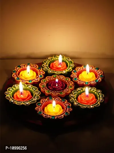 Divine Sense Multicolor Handmade Decorative Diyas for Diwali Decoration | Set of 6-thumb5