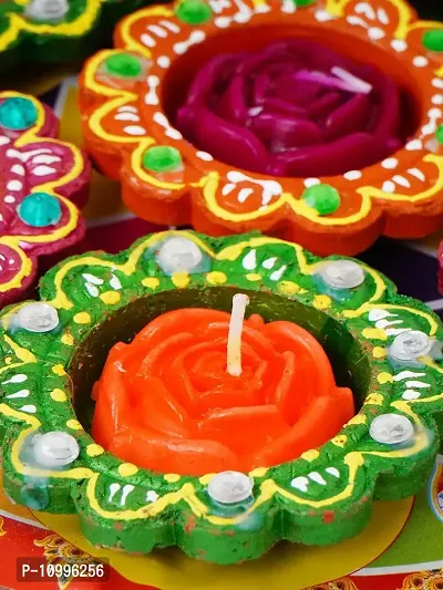 Divine Sense Multicolor Handmade Decorative Diyas for Diwali Decoration | Set of 6-thumb3