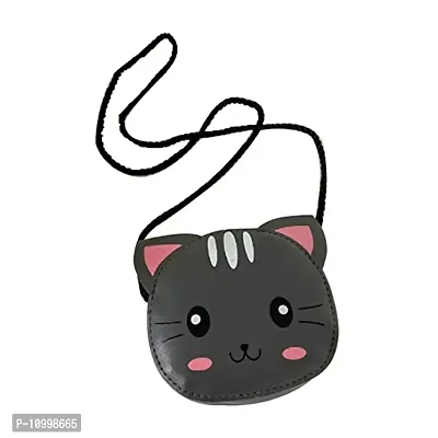 The Cutians Grey Cat Cartoon Sling Bag For Kids/Girls/Women/Teens (Small Size Purse) - Cross Boy Shoulder bags for Girls - Best Gift For Birthday/Return Gift