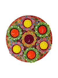 Divine Sense Multicolor Handmade Decorative Diyas for Diwali Decoration | Set of 6-thumb1