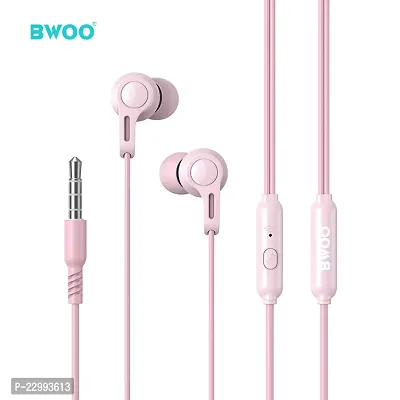 Stylish Pink In-ear Wired - 3.5 MM Single Pin Headphones With Microphone-thumb0