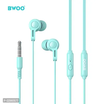 Stylish Turquoise In-ear Wired - 3.5 MM Single Pin Headphones With Microphone-thumb0