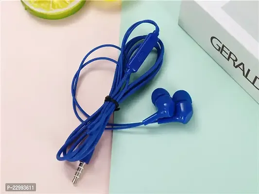 Stylish Blue In-ear Wired - 3.5 MM Single Pin Headphones With Microphone
