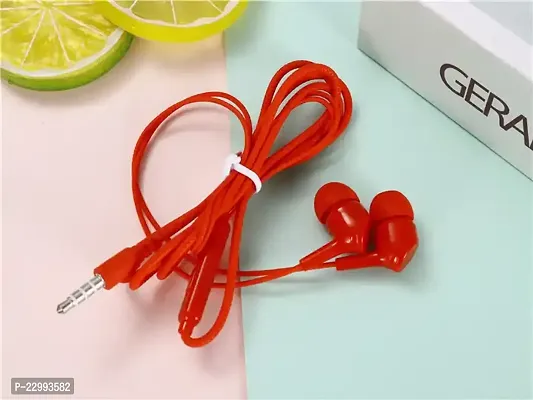 Stylish Red In-ear Wired - 3.5 MM Single Pin Headphones With Microphone-thumb0