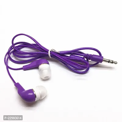 Stylish Purple In-ear Wired - 3.5 MM Single Pin Headphones With Microphone-thumb0