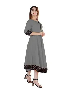 Women's Printed Cotton Anarkali Kurta(Grey)-thumb3