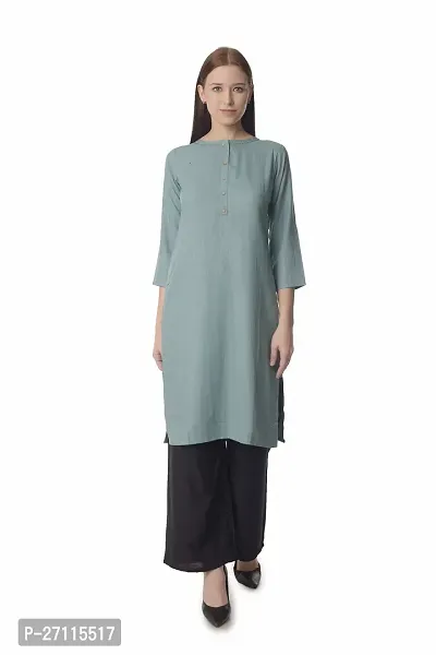 Stylish Grey Rayon Solid Kurta Bottom Set For Women-thumb0