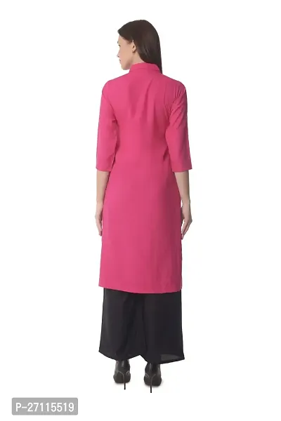 Stylish Pink Rayon Solid Kurta Bottom Set For Women-thumb4