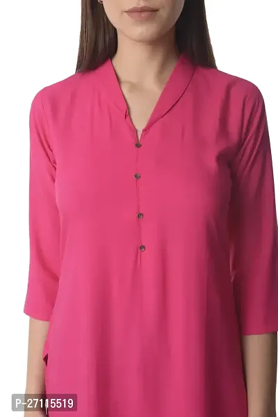 Stylish Pink Rayon Solid Kurta Bottom Set For Women-thumb5