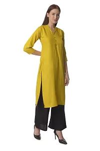 Stylish Yellow Rayon Solid Kurta Bottom Set For Women-thumb1