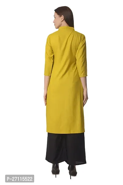 Stylish Yellow Rayon Solid Kurta Bottom Set For Women-thumb4