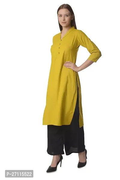 Stylish Yellow Rayon Solid Kurta Bottom Set For Women-thumb3