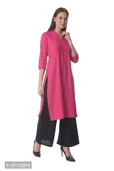 Stylish Pink Rayon Solid Kurta Bottom Set For Women-thumb2