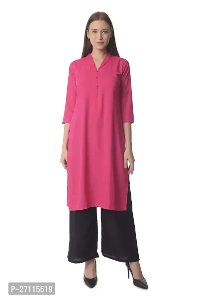 Stylish Pink Rayon Solid Kurta Bottom Set For Women-thumb0