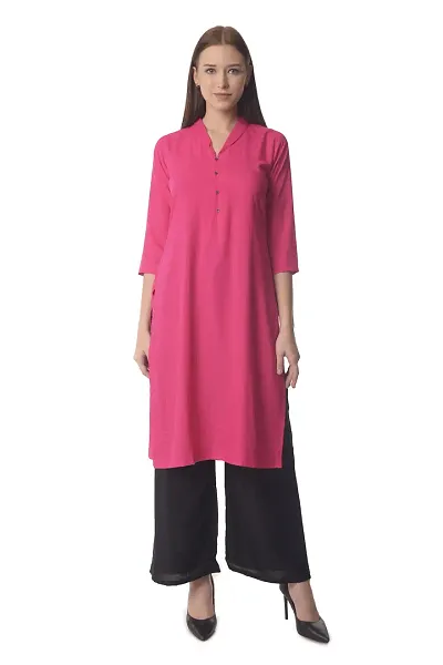 Stylish Rayon Solid Kurta Bottom Set For Women