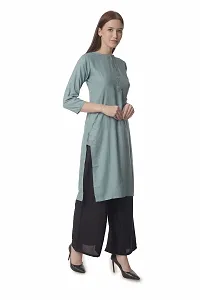 Stylish Grey Rayon Solid Kurta Bottom Set For Women-thumb1