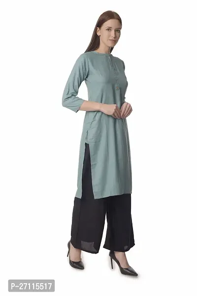 Stylish Grey Rayon Solid Kurta Bottom Set For Women-thumb2