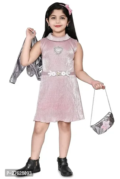 Stylish Pink Cotton Embellished Bodycon Dress For Girls-thumb4