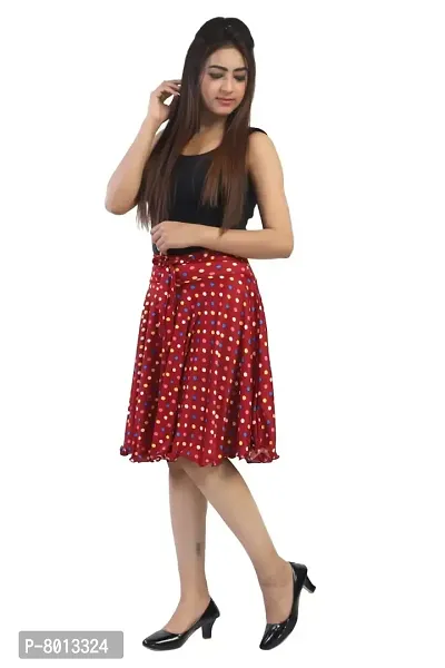 P G Girls Sarina Ethnic Printed Skirt for Girls & Women (Free Size) (Red)-thumb2
