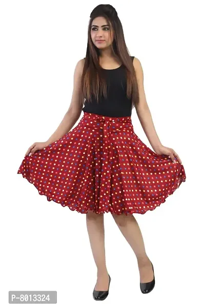 P G Girls Sarina Ethnic Printed Skirt for Girls & Women (Free Size) (Red)-thumb0
