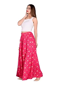 P G Rayon Plazzo Designer Printed Regular Wear Comfortable Loose Flared Palazzo for Girls//Women (Combo) (Red & Pink)-thumb3