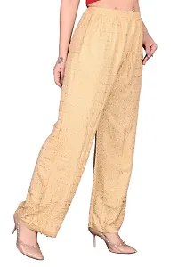 P G Women’s Wear Regular Fit Comfortable Designer Stylish Pure & Soft Flared Loose Fit Elastic Waist Rayon Palazzo Pyjama Free Size (Golden)-thumb2