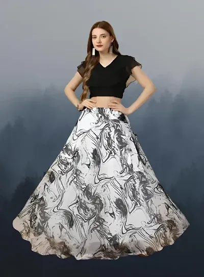 Stylish Georgette Floral Print Lehenga Choli Set