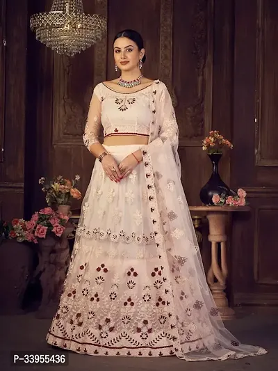 Stylish Net Embroidered Lehenga Choli Set For Women-thumb0