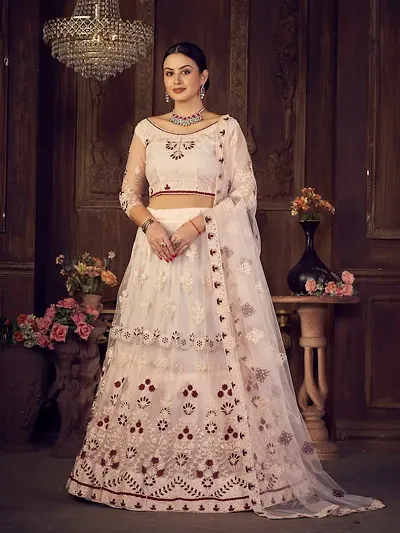 Attractive Women Net Semi Stitched Lehenga Choli