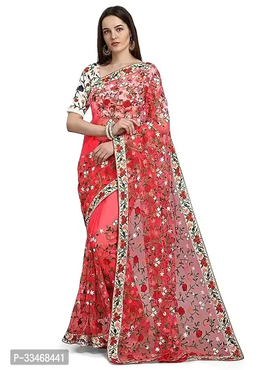 Stylish Net Embroidered Ready To Wear Saree