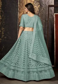 Stylish Blue Net Embroidered Lehenga Choli Set For Women-thumb2