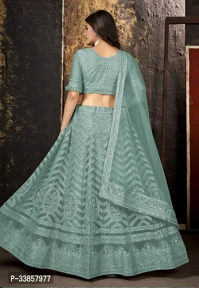 Stylish Blue Net Embroidered Lehenga Choli Set For Women-thumb3