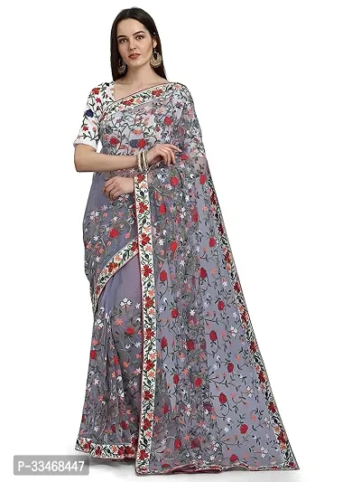 Stylish Net Embroidered Ready To Wear Saree-thumb0