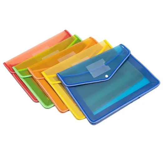 Se Online Multicolor Plastic Documents Storage Envelope Folder File with Snap Button A4/Legal Documents File Holder Pack of 15