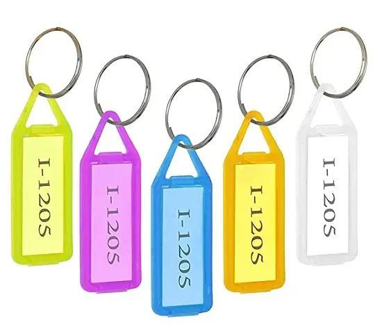 Se Online Transparent Multicolor Keyring  Keychain with Name Tag Labels Pack of 50.