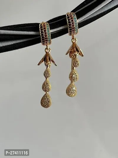 Trendy Golden Stone Drop Earrings For Women-thumb0