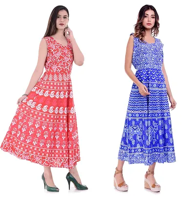 E-WISH BOX Women's Long Maxi Dress (Multicolour, Free Size), Combo Pack of 2 Piece Dgt;N_253