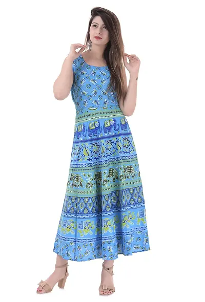 E-WISH BOX Rajasthani Traditional Women's Cotton Maxi Long Dress Jaipuri Printed Dress DN-4