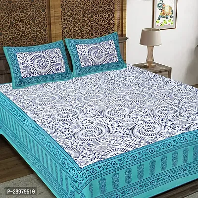 Comfortable Cotton Printed King Bedsheet with Two Pillow Covers