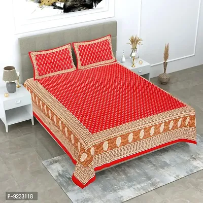 Pure 100% Cotton Double Size Bedsheet for King Size Bed with 2 Pillow Cover