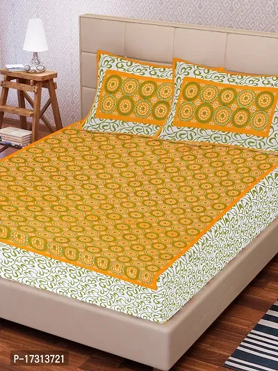 Comfortable Cotton Printed King Bedsheet with 2 Pillow Covers-thumb2