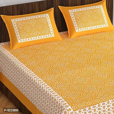 E-WISH BOX#174; 100% Cotton Rajasthani Jaipuri Traditional Floral Print Double Bed Sheet with Pack of 2 Pillow Cover's (230Cm*240Cm) Design No.51